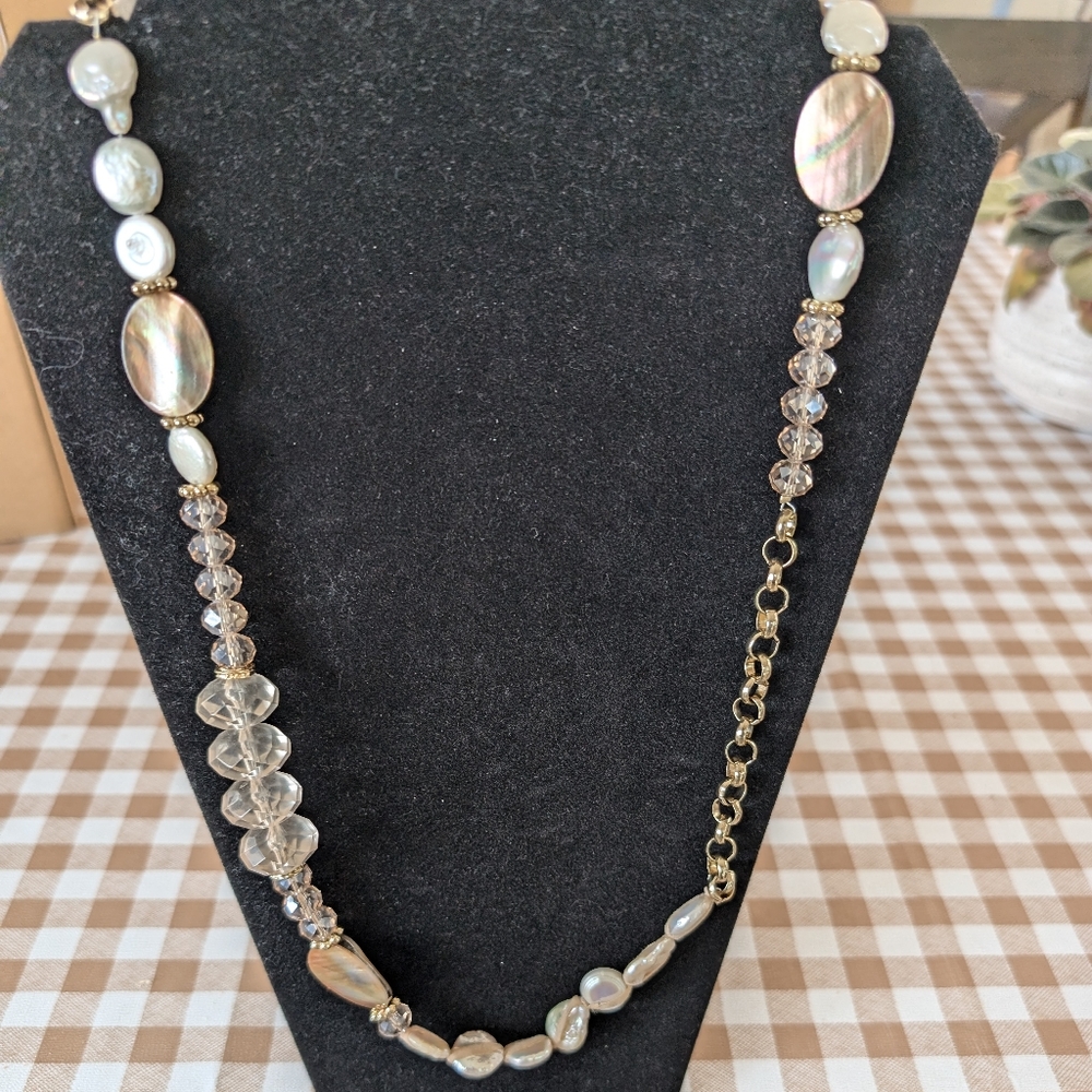 Chico's mixed media boho beaded necklace